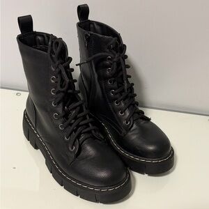 UNIONBAY Black Lace-Up Moto Boots